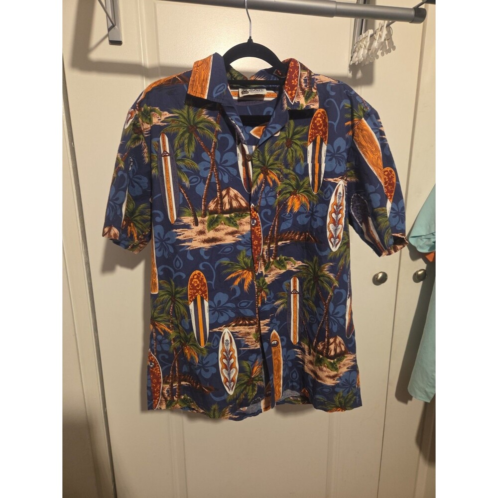 Aloha Republic Mens S Hawaiian Shirt Made in Hawaii Surfboard Palm Tree Aloha